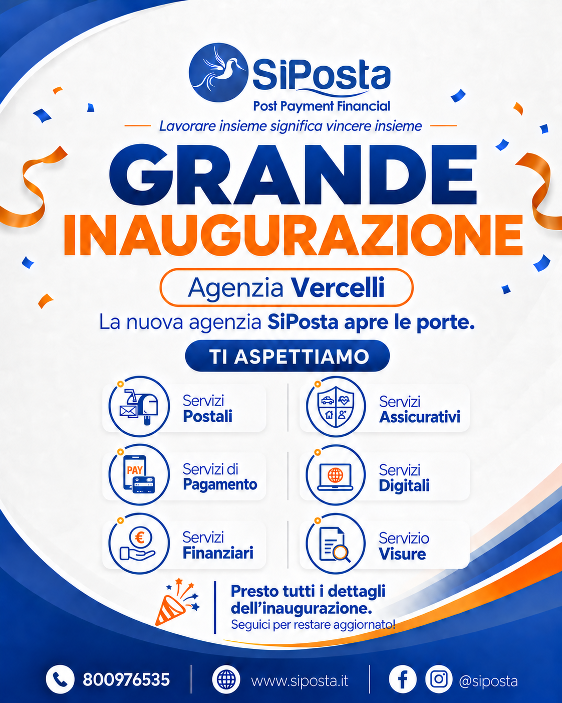 SiPosta il 3 Novembre inaugurazione Vercelli