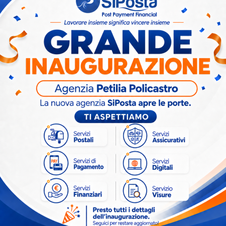 SiPosta il 21 Ottobre inaugurazione Petilia Policastro